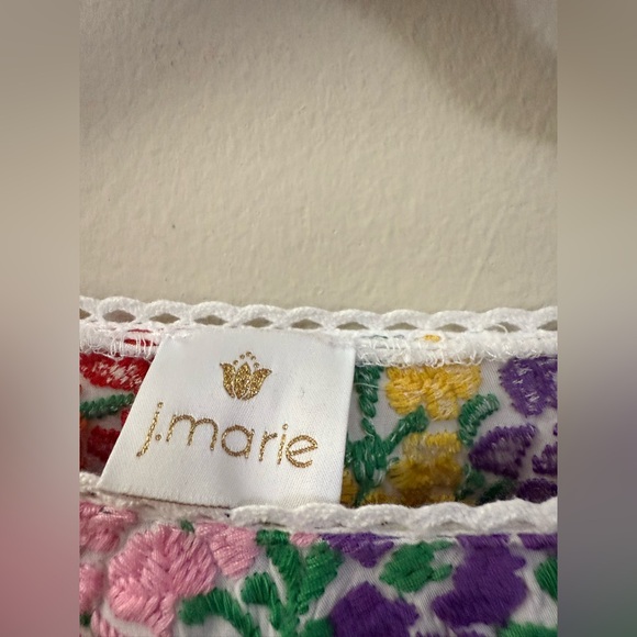 J. Marie Carmen Colorful Embroidered Floral 100% Rayon Boho Cottagecore Top - S - Picture 9 of 11